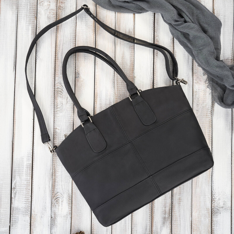 Abruzzo Dámska kožená taška cez rameno praktická, priestranná | čierna 63140209