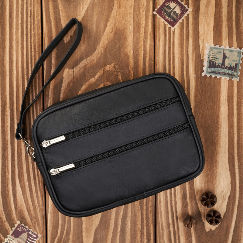 Abruzzo Pánska kožená kabelka, kompaktná, klasická | čierna ABR-40 63140211