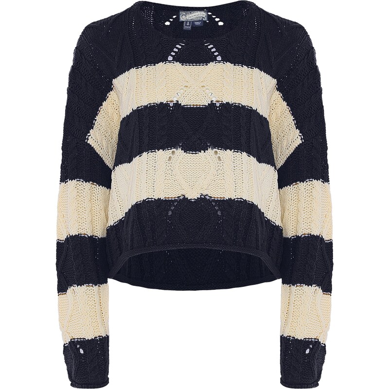 DreiMaster Vintage Sveter námornícka modrá / biela ako vlna 63144536