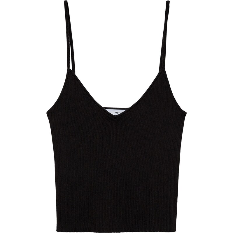 MANGO Vyšívaný top GALICIA čierna 63146172