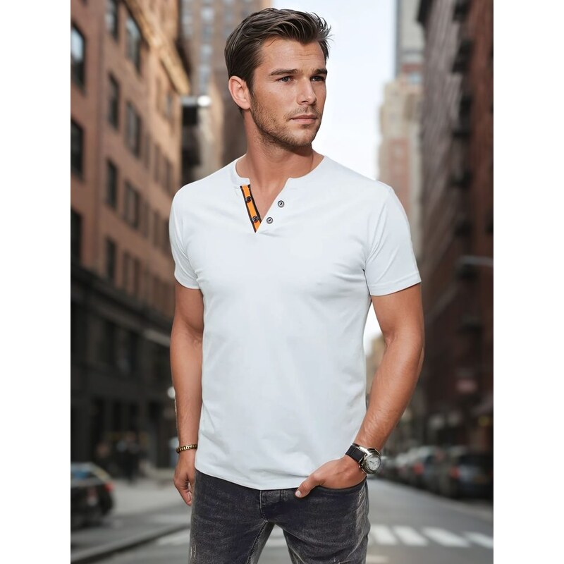 Dstreet Pohodlná trendy biela polokošeľa 63151419