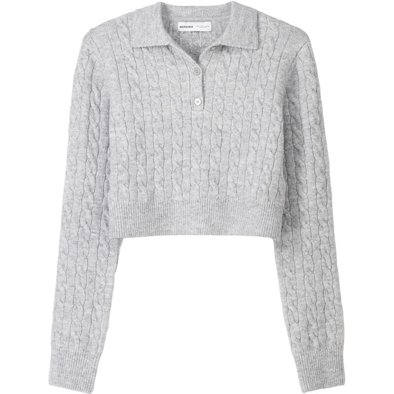 Bershka Sveter sivá melírovaná 63152625