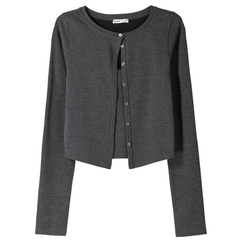 Bershka Kardigán tmavosivá 63152954