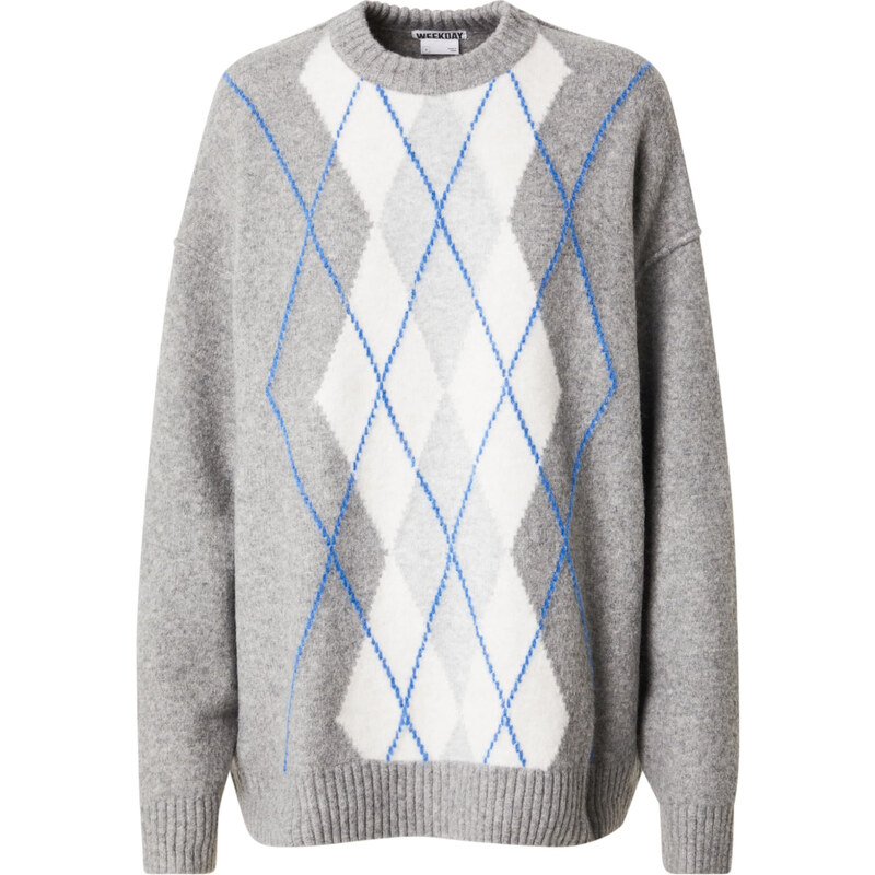 WEEKDAY Sveter Jules námornícka modrá / svetlosivá / sivá melírovaná / 63153234