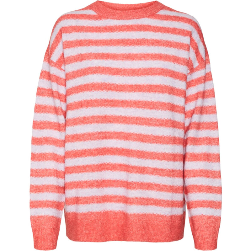 VERO MODA Sveter VMMARCIA svetločervená / šedobiela 63153821