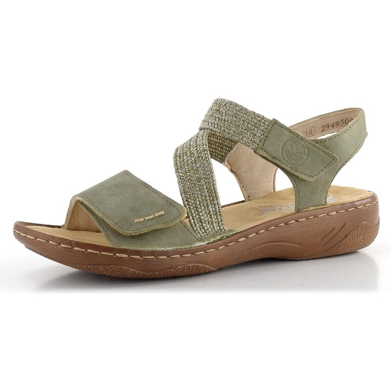 Rieker sandále s pásikmi na suchý zips Schilf/Olive V2862-52 63155197