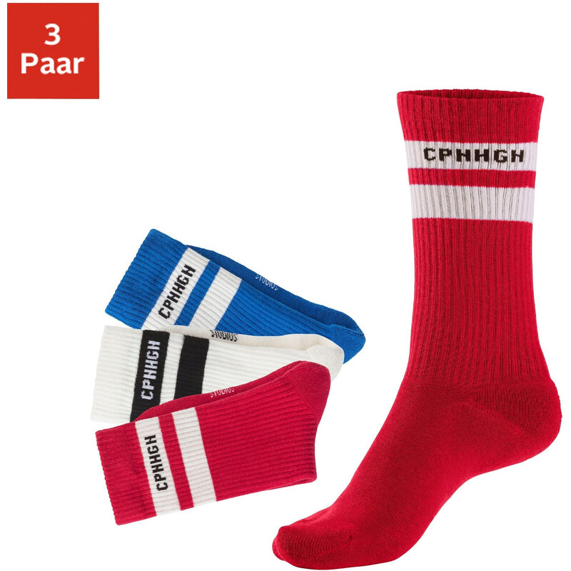 Copenhagen Studios Športové ponožky modrá / červená / čierna / biela 63164298