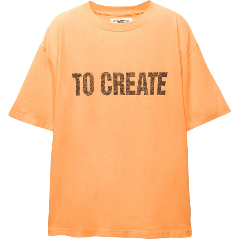 Pull&Bear Tričko svetlooranžová / čierna melírovaná 63164876