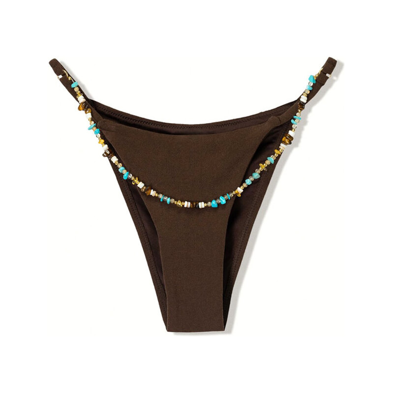 Bershka Bikinové nohavičky tmavohnedá 63165466