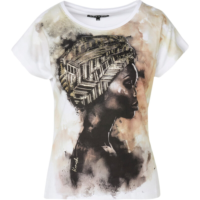 KOROSHI Tričko hnedá / tmavohnedá / zlatá / biela 63167989