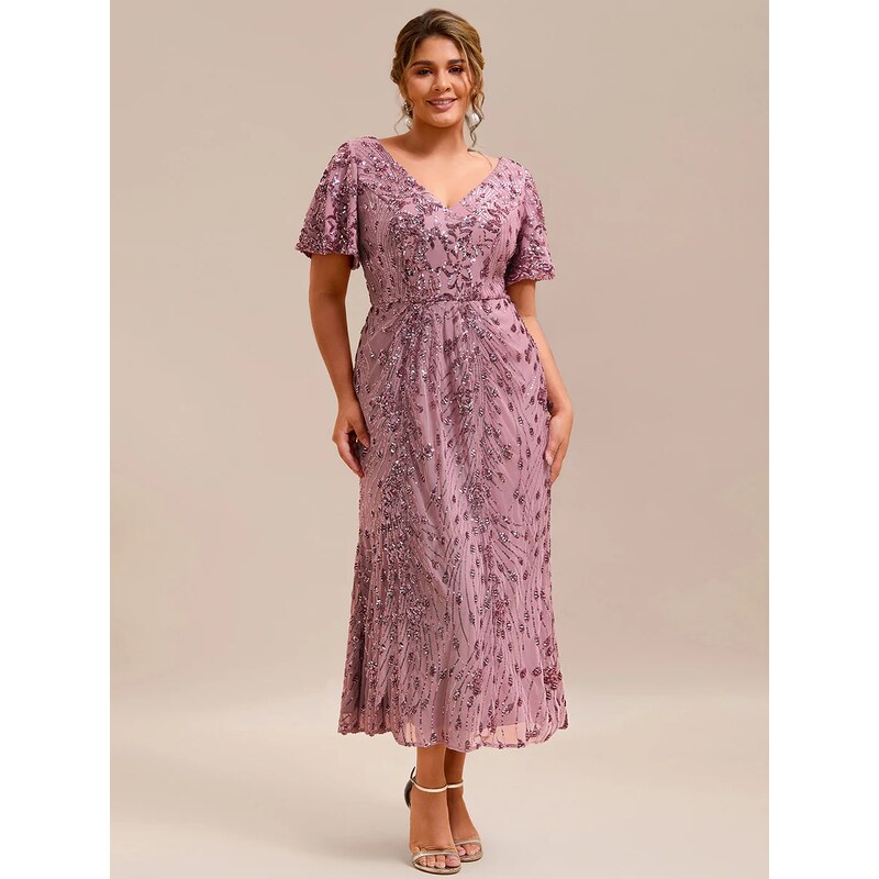 (veľ. 46 a 58) Šaty s flitrovanou výšivkou ružové 63170509