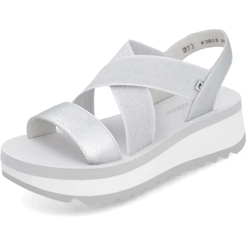 E-shop Dámske sandále RIEKER W3053-90 strieborná S5