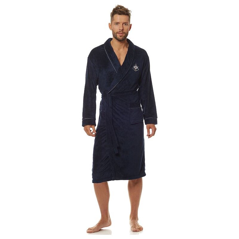 L&L Pánsky župan Marine tmavomodrý s kotvou 63208884