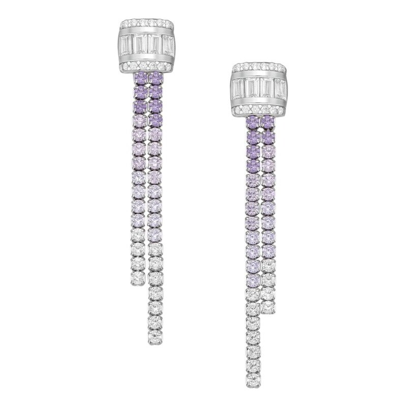 Strieborné náušnice Cascade FIALOVÉ 62971499