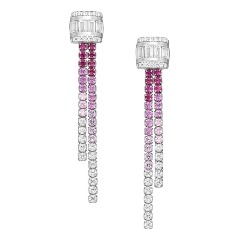 Strieborné náušnice Cascade RUŽOVÉ 62971498