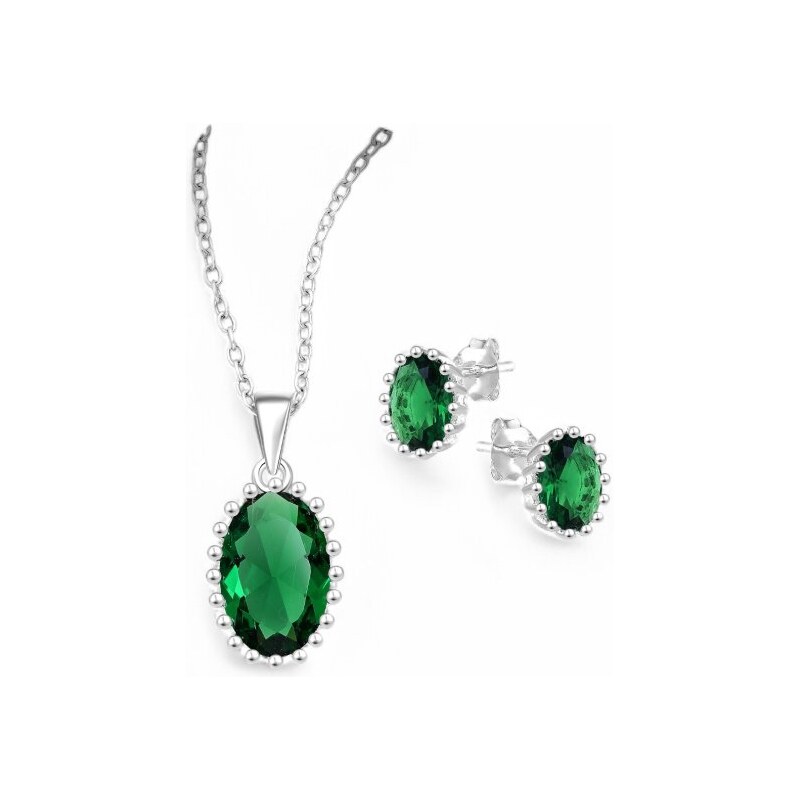 Strieborný set Leila ZELENÝ 62040040