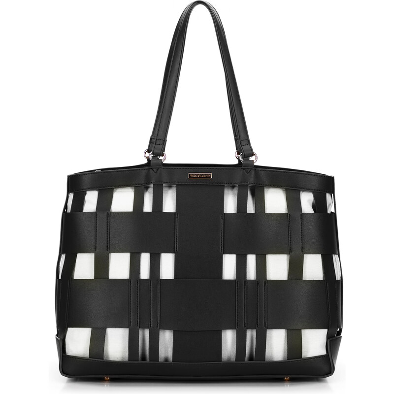 Wittchen Pletená shopperka z imitácie kože čierna 66066599