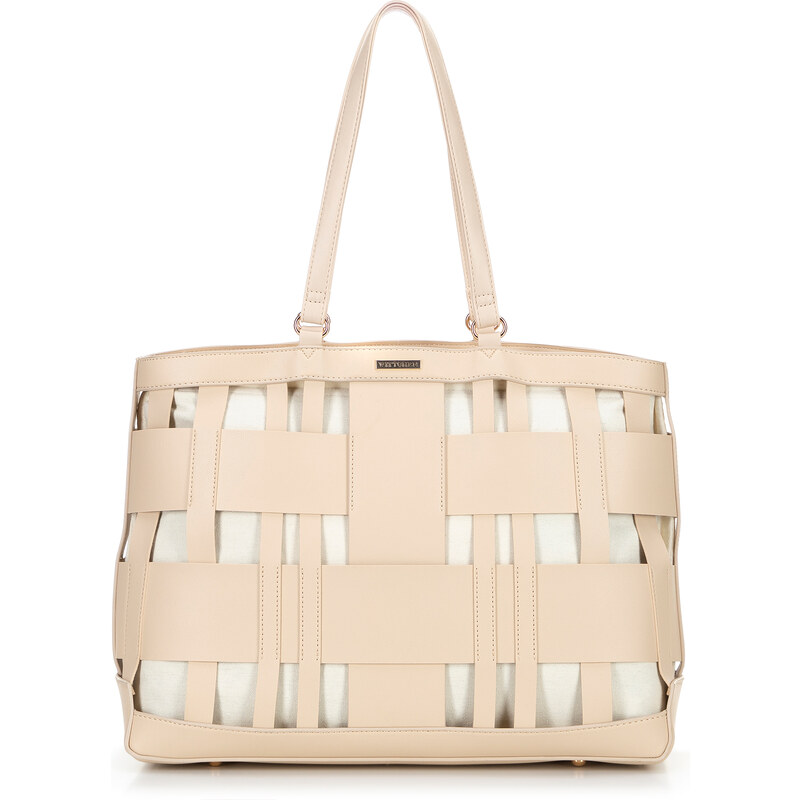 Wittchen Pletená shopperka z imitácie kože béžová 66066600