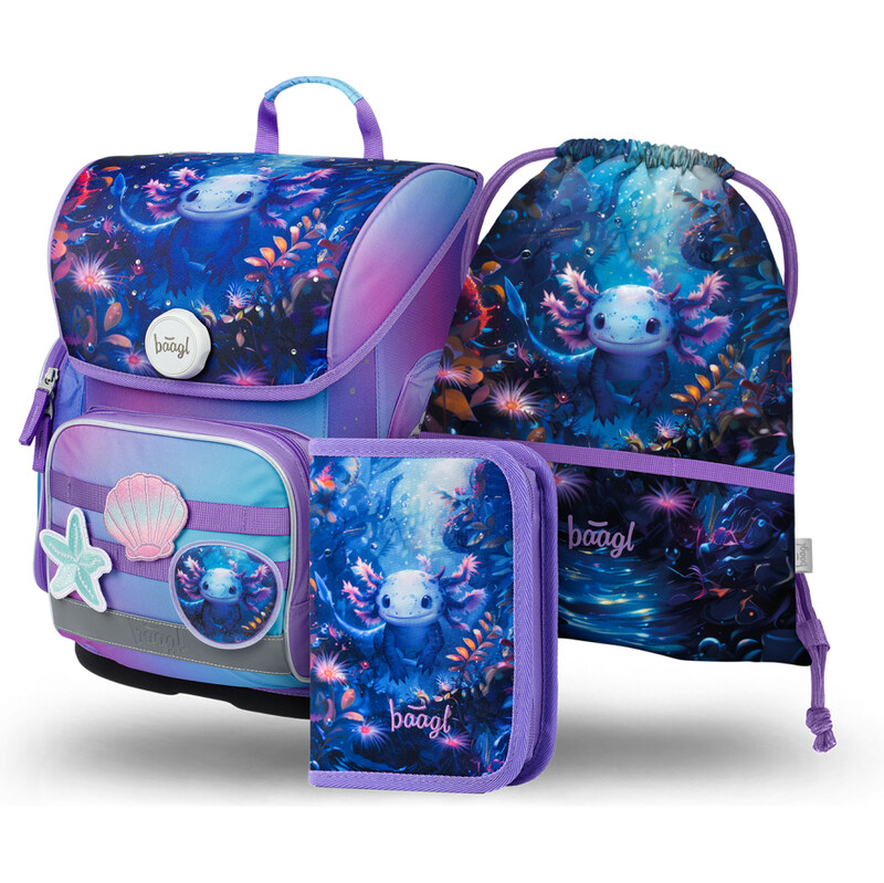 BAAGL SET 3 Ergo Axolotl: aktovka, penál, sáček 63475190