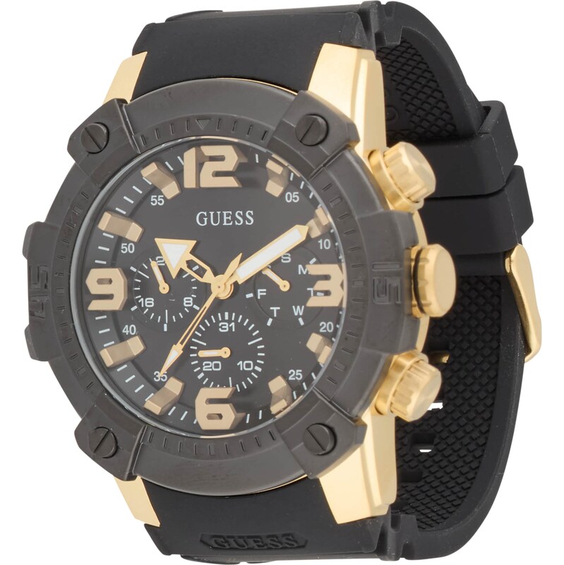 GUESS Analógové hodinky LINEBACKER zlatá / čierna 63199677