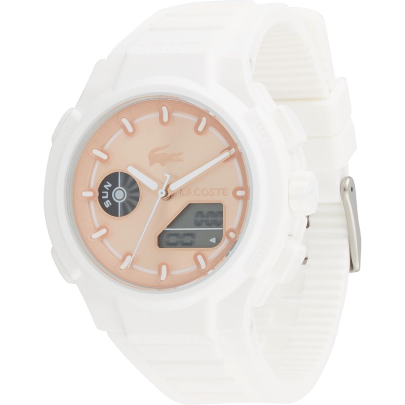 LACOSTE Analógové hodinky marhuľová / biela 63199756