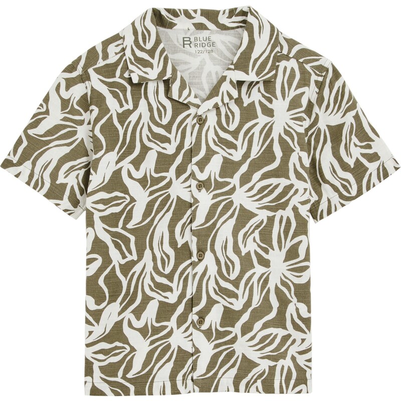 WE Fashion Košeľa olivová / biela 63199902