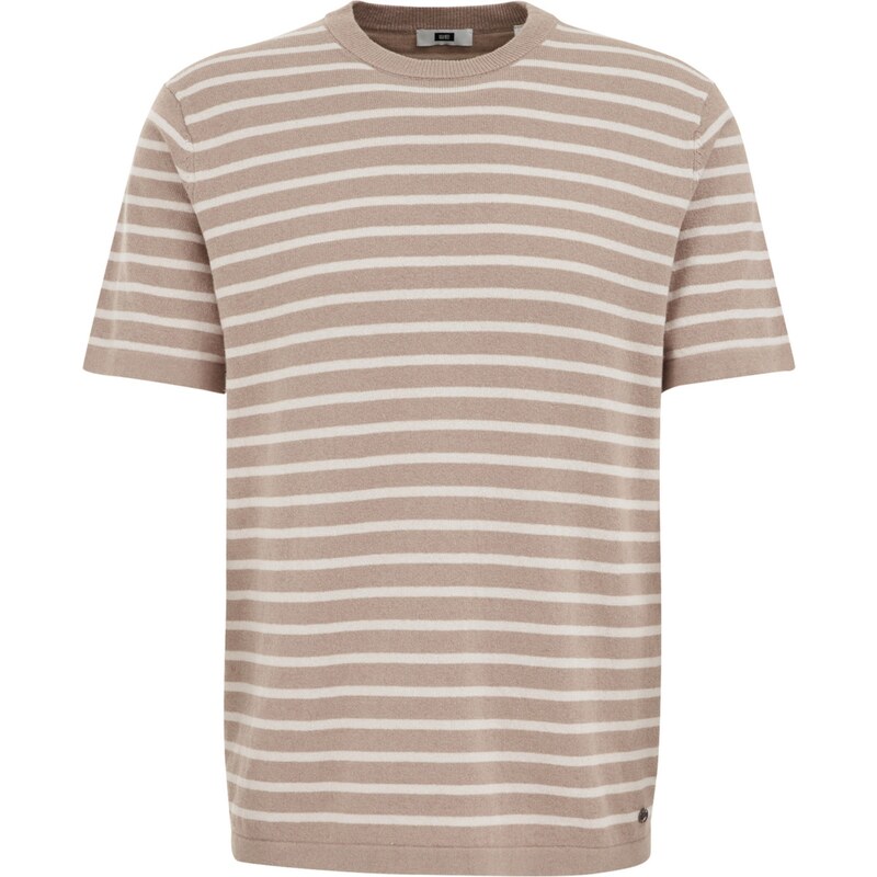 WE Fashion Sveter tmavobéžová / šedobiela 63199949