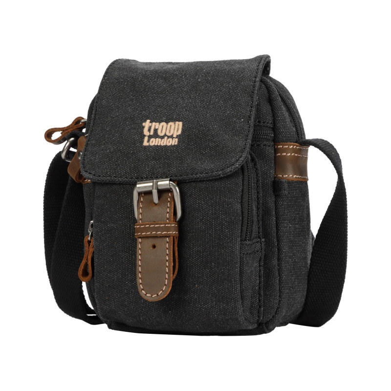 Troop London Malá značková čierna taška cez rameno (GT532) 63210555