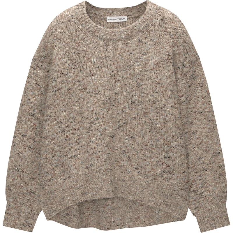 Pull&Bear Sveter hnedá / sivá melírovaná 63150023