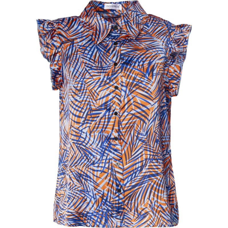 Influencer Blúzka modrá / kobaltovomodrá / oranžová / oranžová 63219709
