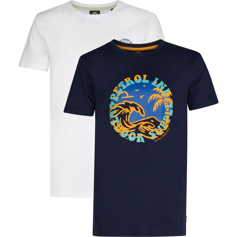 Petrol Industries Tričko Snapper námornícka modrá / oranžová / čierna 63219653