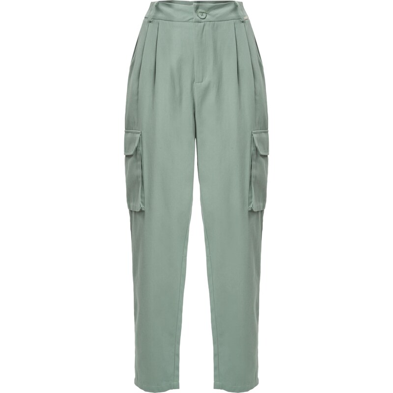 Influencer Plisované nohavice zelená 63219973