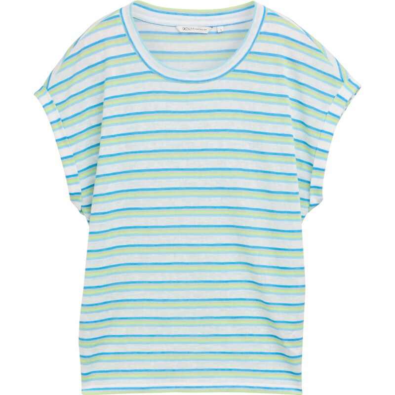 TOM TAILOR DENIM Tričko azúrová / sivá / pastelovo zelená / biela 63220079