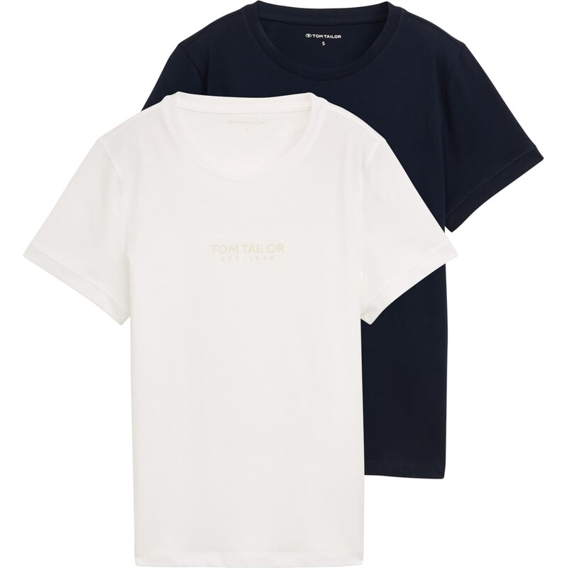 TOM TAILOR Tričko béžová / tmavomodrá / biela 63220758