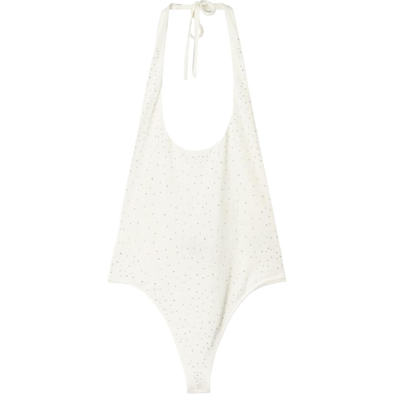 Bershka Košeľové body strieborná / biela 63221100