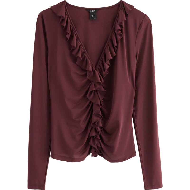 Lindex Tričko Fia vínovo červená 63221530