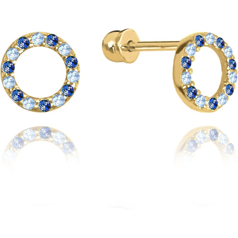 OLIVIE MINET Zlaté náušnice na šroubek se světle a tmavě modrými 64933768