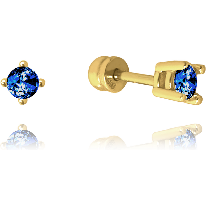 OLIVIE MINET Zlaté náušnice na šroubek s tmavě modrými zirkony Au 585 64933767