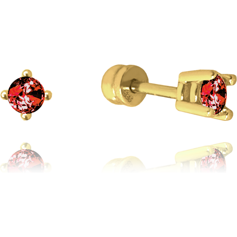 OLIVIE MINET Zlaté náušnice na šroubek s červenými zirkony Au 585/1000 64928004