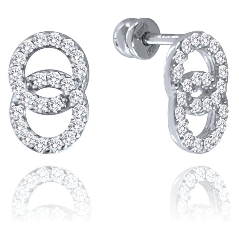 OLIVIE MINET Elegantní zlaté náušnice na šroubek z bílého zlata s 64927997