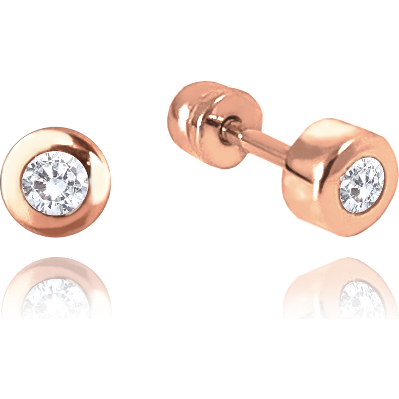 OLIVIE MINET Zlaté náušnice na šroubek z růžového zlata s bílými 64928006