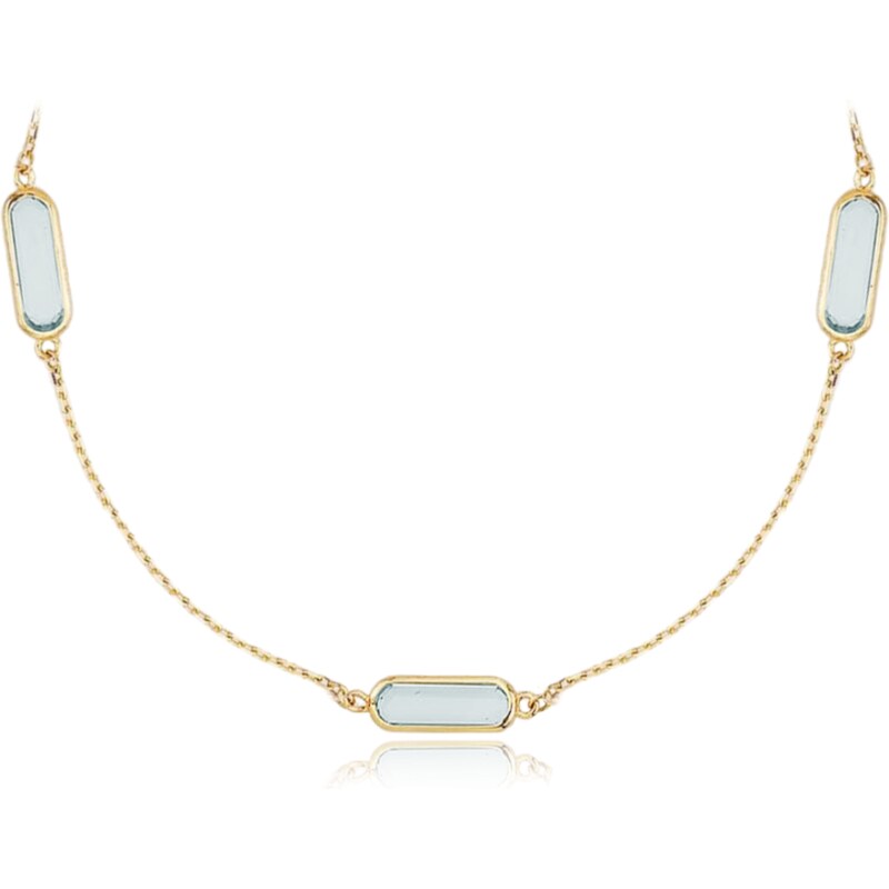 OLIVIE MINET Elegantní zlatý náhrdelník se světle modrými zirkony Au 64899265