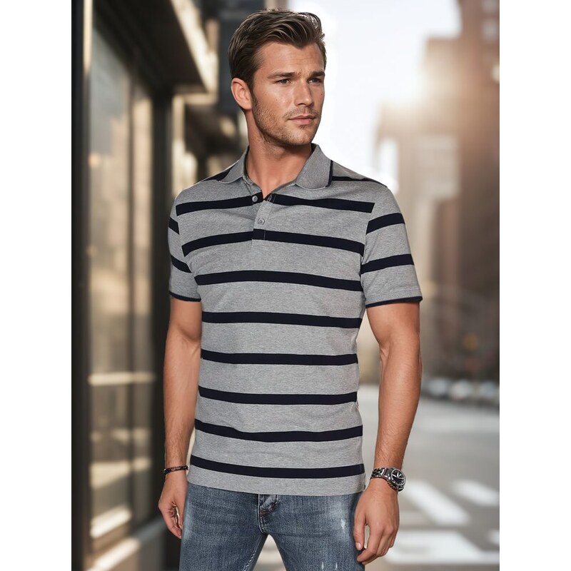 Dstreet Trendy šedá pánska polokošeľa 63232743