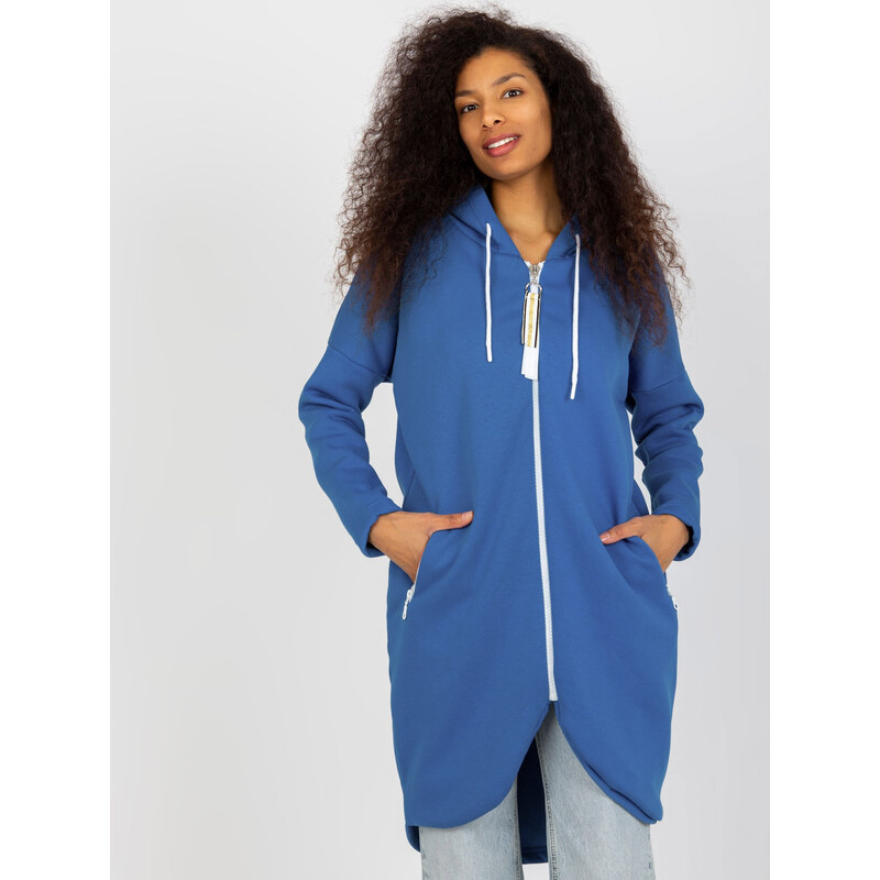 RELEVANCE Tmavomodrá dlhá mikina na zips RV-BL-4742.20P-dark blue 57951105