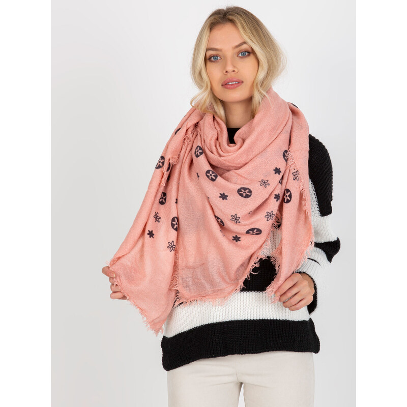 BASIC Svetloružový dámsky šál s potlačou -AT-CH-23502-1.51-pink 37318225