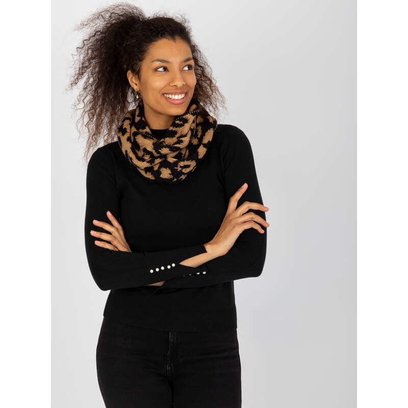 BASIC Hnedo-čierný komínový šál so vzorom AT-KM-ENEC-B63-1.44P-camel 38119228