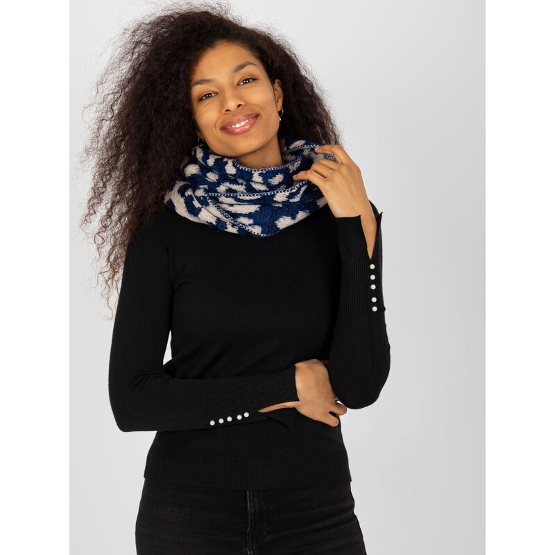 BASIC Tmavomodrý komínový šál so vzorom AT-KM-ENEC-B63-1.44P-dark blue 38119231