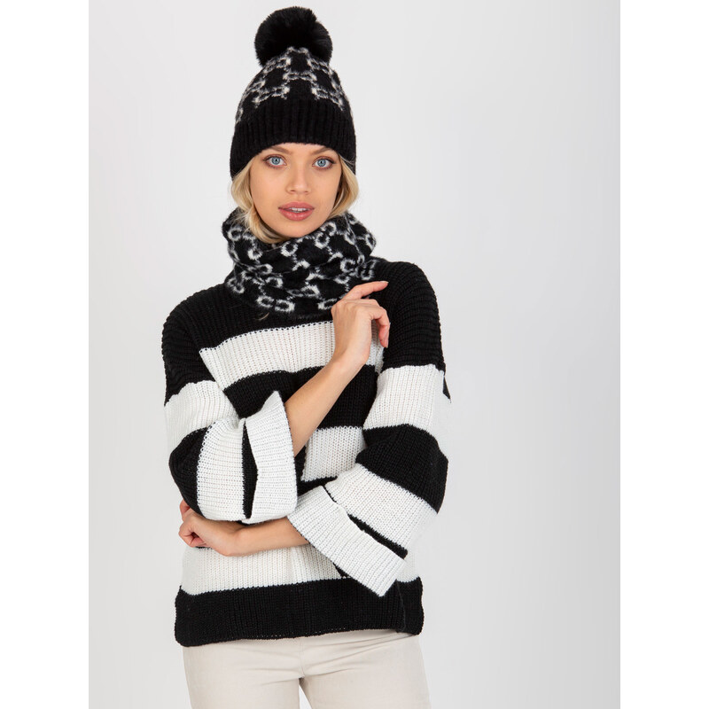 BASIC Bielo-čierny šál so vzormi AT-KM-CM-333.33P-white-black 38139256