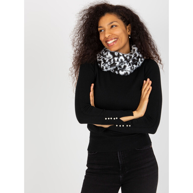 BASIC Bielo-čierny vzorovaný chlpatý šál AT-KM-ENEC-B63.33P-white 38139285