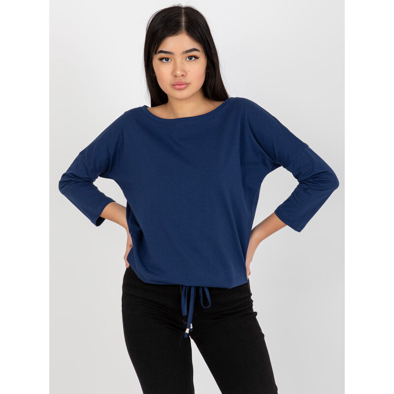 BASIC FEEL GOOD Tmavomodrá jednofarebná blúzka RV-BZ-4691.00X-dark 39192709